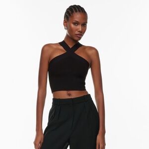 Sculpt knit criss cross cropped tank